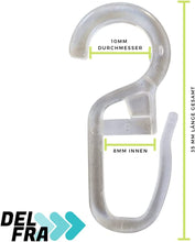 Laden Sie das Bild in den Galerie-Viewer, 100 Überklipshaken 10mm glasklar - Faltenlegehaken für Gardinenringe
