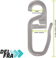 Laden Sie das Bild in den Galerie-Viewer, 100 Überklipshaken 6mm glasklar - Faltenlegehaken für Gardinenringe