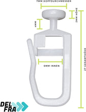 Laden Sie das Bild in den Galerie-Viewer, 100 Faltengleiter - Gardinengleiter mit 7mm Kopf für Gardinenschienen mit verschliessbarem Haken