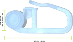 Gardinenröllchen - Universal Gardinenrolle mit 8mm Kopf - für Innenlauf mit Faltenhaken